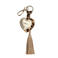 Manfield leren sleutelhanger met panterprint goudkleurig