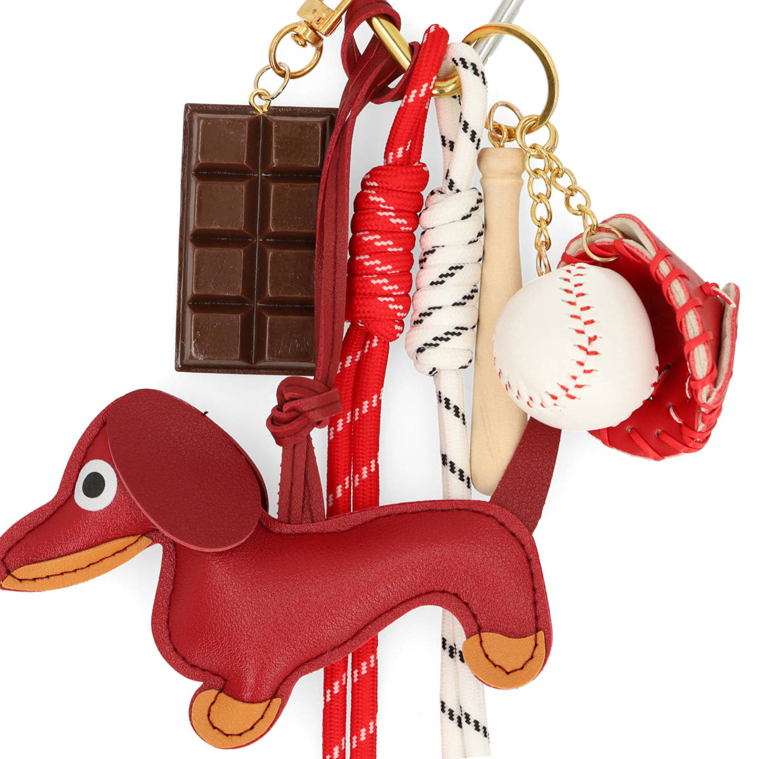 Manfield leren sleutelhanger rood