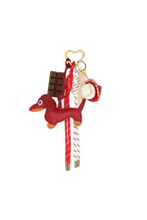 leren sleutelhanger rood