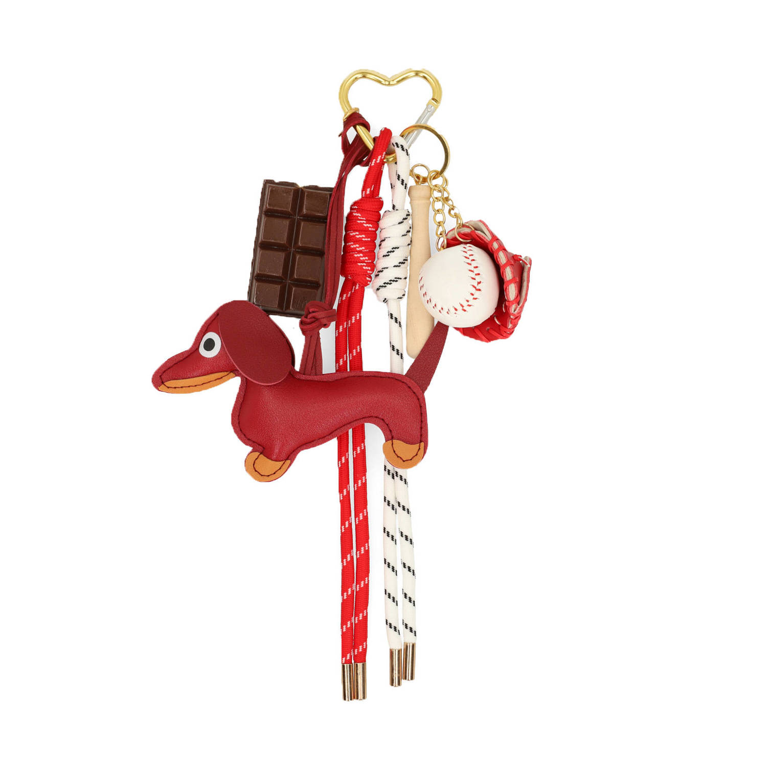 Manfield leren sleutelhanger rood