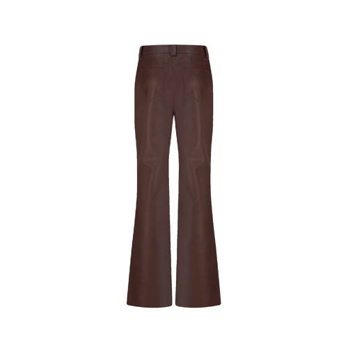 Fifth House imitatieleren flared regular waist casual broek bruin afbeelding
