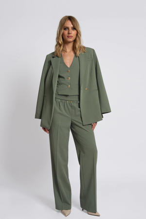 straight regular waist casual broek groen