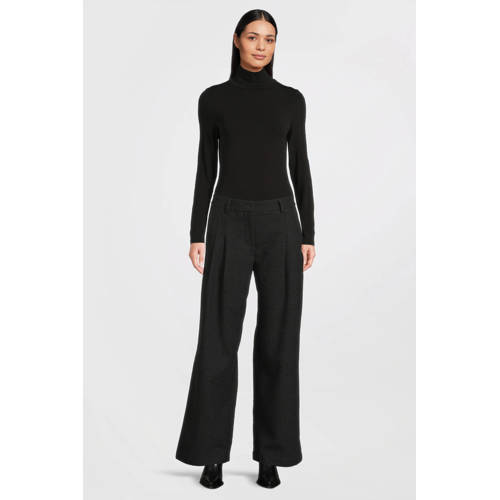 MSCH Copenhagen wide leg regular waist casual broek grijs met lurex afbeelding