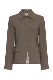 thumbnail: Bruine dames MSCH Copenhagen getailleerde blazer van polyester met effen, lange mouwen, klassieke kraag en knoopsluiting