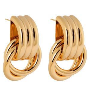 gold plated oorbellen Round Hoops
