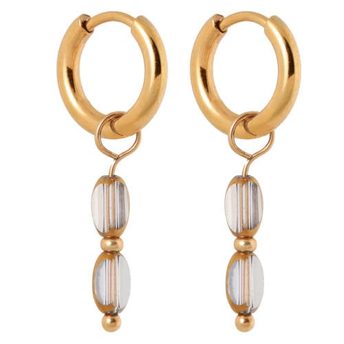 Label Kiki gold plated oorbellen Grey Glow Hoops afbeelding