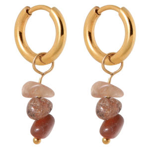 gold plated oorbellen Triple Rock Hoop
