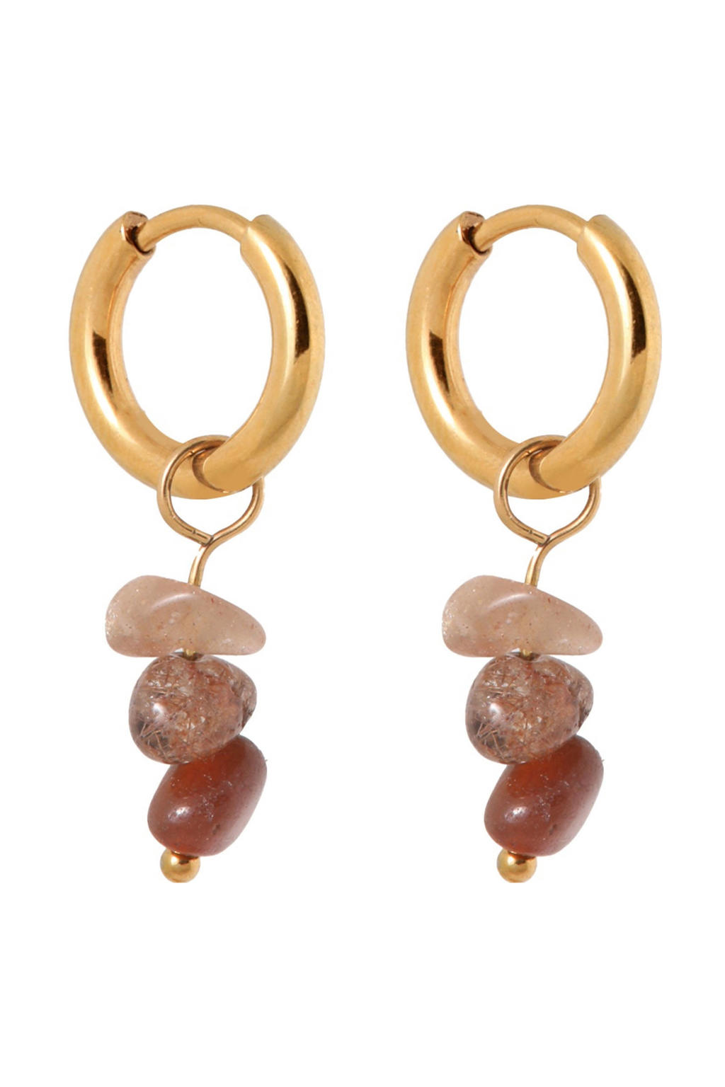 Label Kiki gold plated oorbellen Triple Rock Hoop
