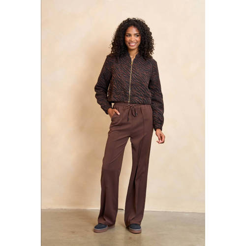 Lofty Manner wide leg regular waist casual broek bruin afbeelding