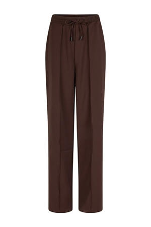 wide leg regular waist casual broek bruin