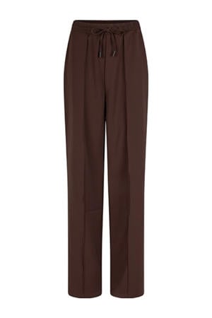 wide leg regular waist casual broek bruin