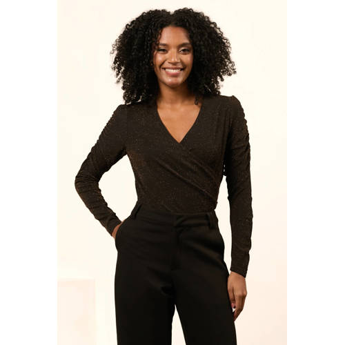 Lofty Manner top bruin met lurex afbeelding