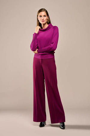straight high waist pantalon donkerrood