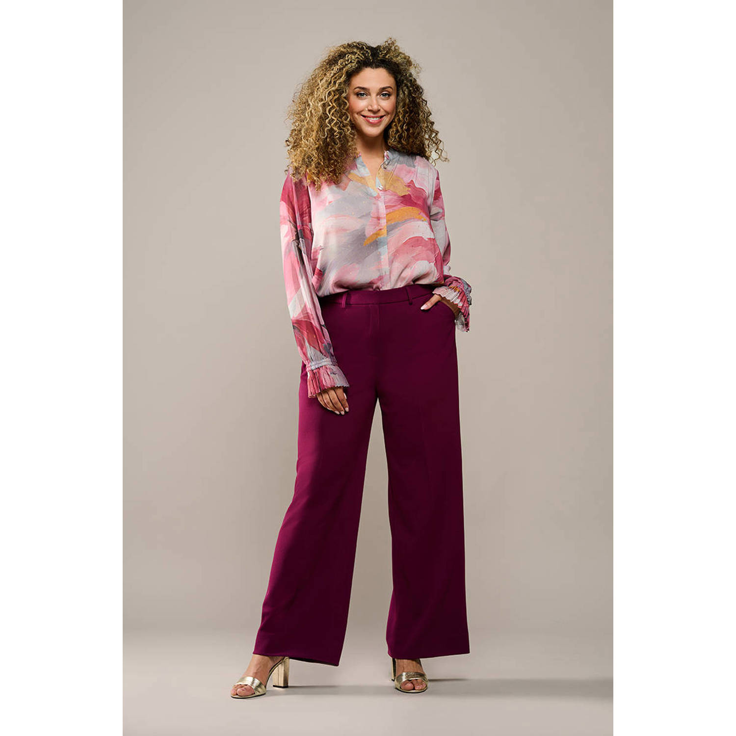 Mart Visser straight high waist pantalon donkerrood