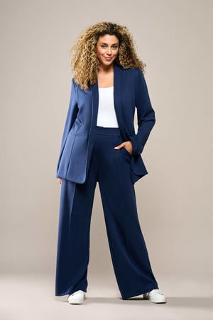 straight high waist pantalon donkerblauw