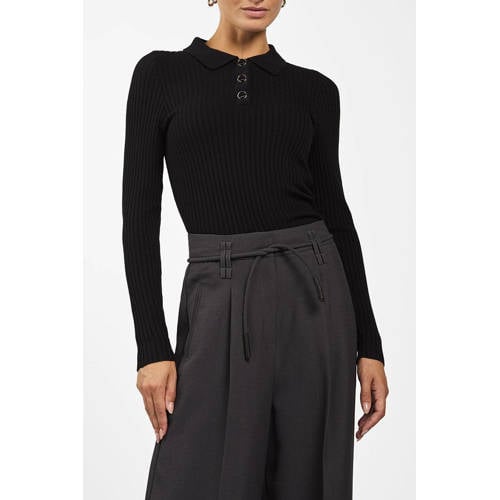 Aaiko pullover trui met wol zwart rib gebreid afbeelding