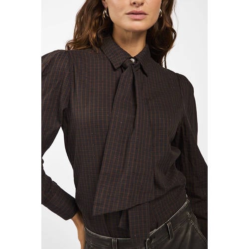 Aaiko blouse donkerbruin met glitter afbeelding