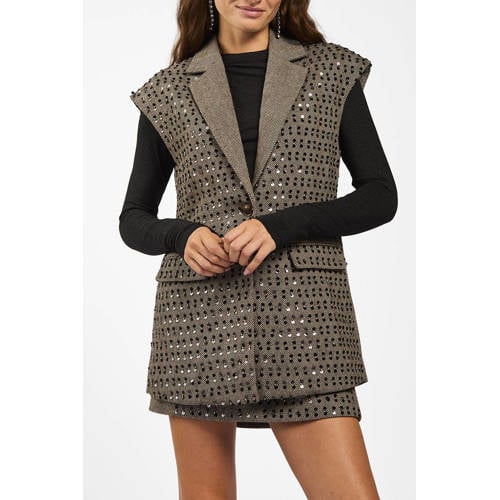 Aaiko gestreepte regular blazer met wol grijs met pailletten afbeelding