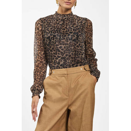 Aaiko top met panterprint bruin met lurex afbeelding