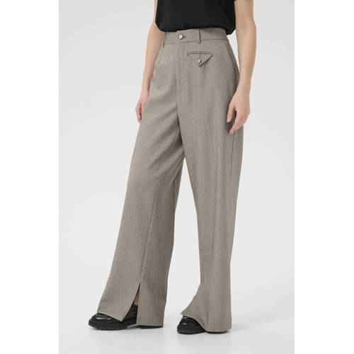 Kaffe straight regular waist broek beige afbeelding