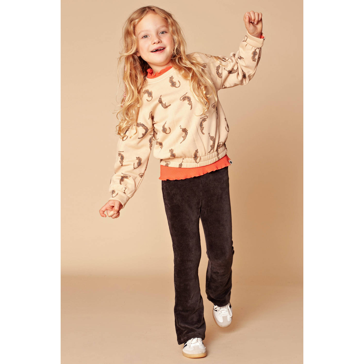 Stains&Stories corduroy flared broek grijs