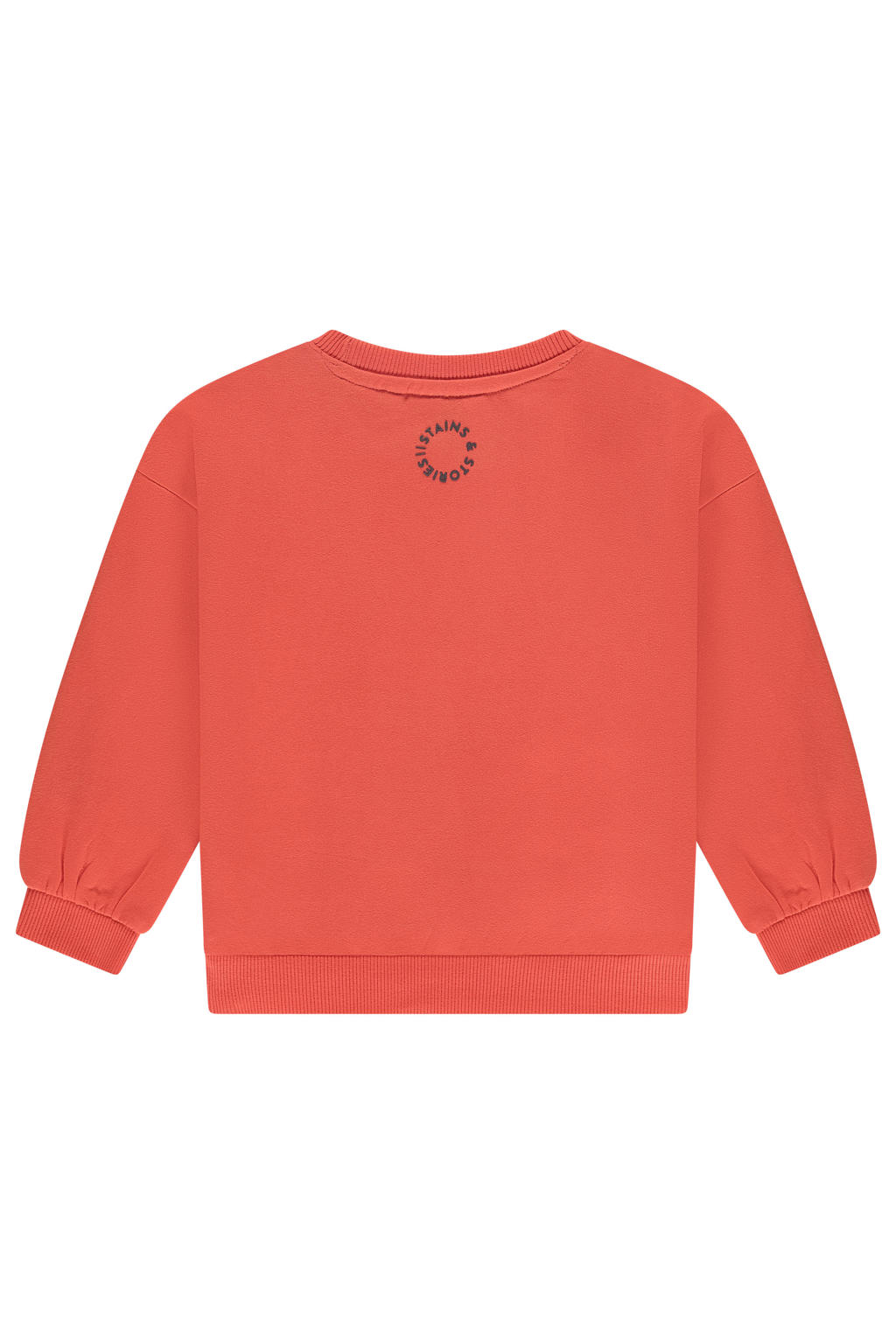 Rode meisjes Stains&Stories sweater met printopdruk, lange mouwen en ronde hals