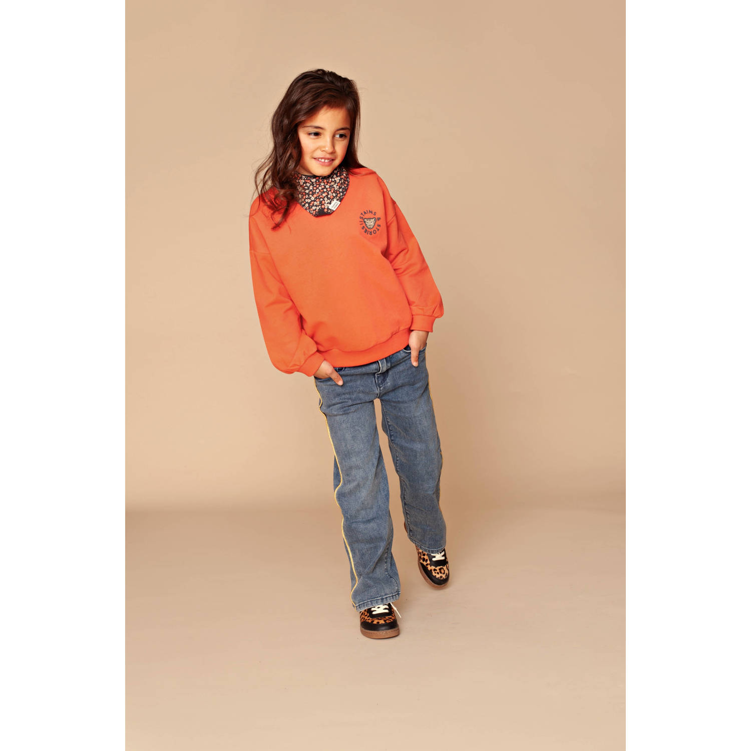 Stains&Stories denim sweater rood