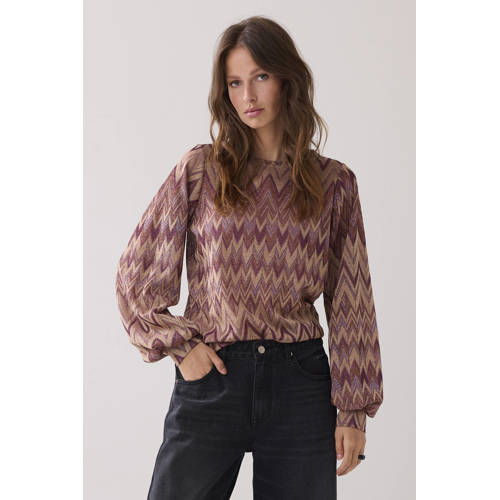 Summum top bruin met lurex afbeelding