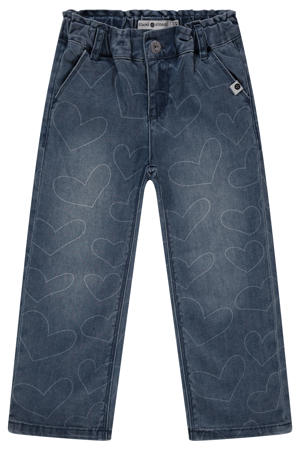 regular waist regular fit jeans met hartjes medium blue denim