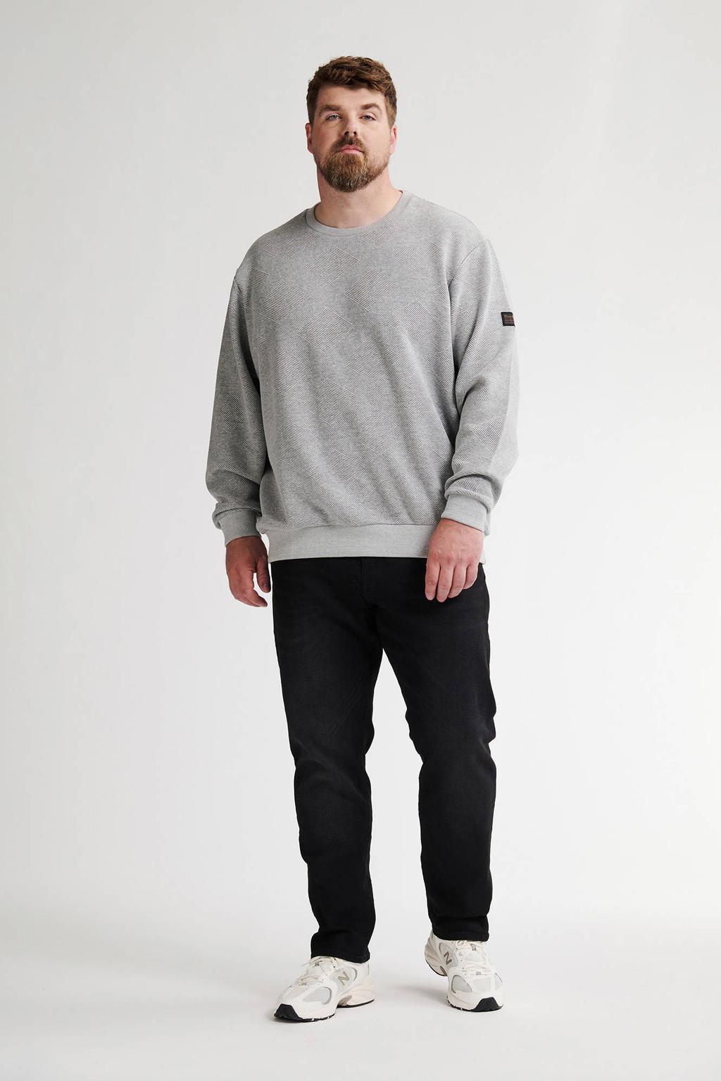 Petrol industries Plus Size sweater met textuur lichtgrijs