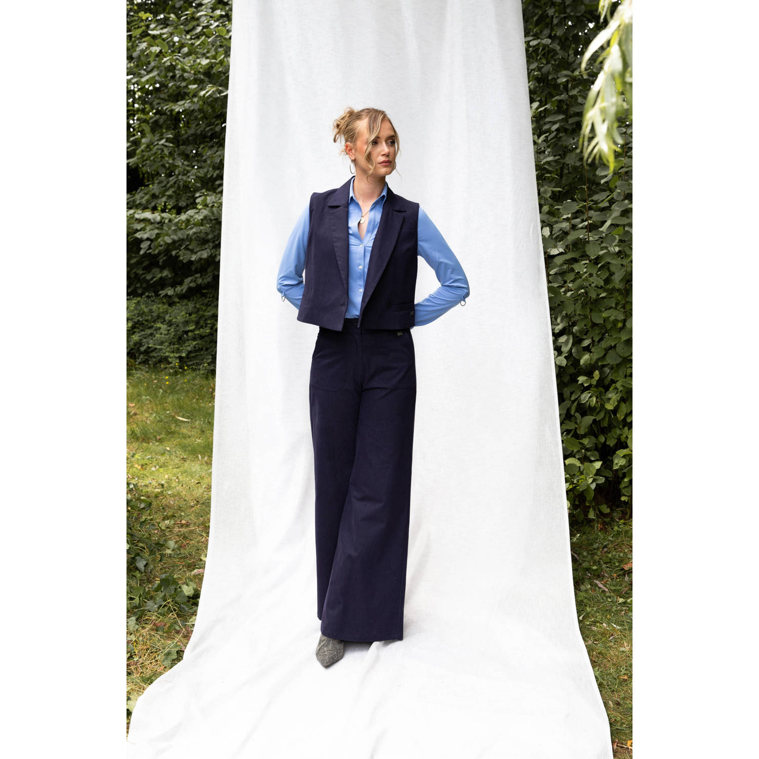 TQ-Amsterdam travelstof blouse blauw