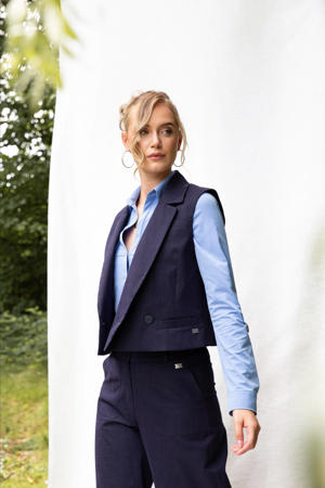 travelstof blouse blauw