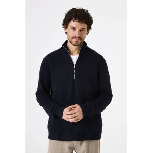 Garcia trui met wol rib gebreid donkerblauw afbeelding