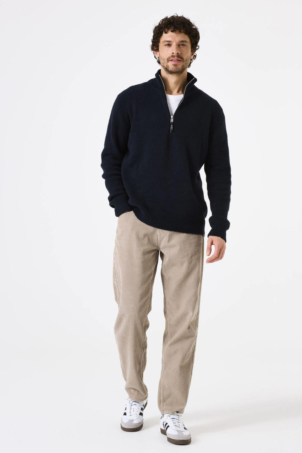 Christian Berg Men Gebreide Pullover Van Wolmix Met Opstaande Kraag In Gemeleerd 1633177