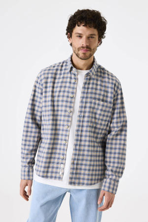 regular geruite casual overhemd blauw