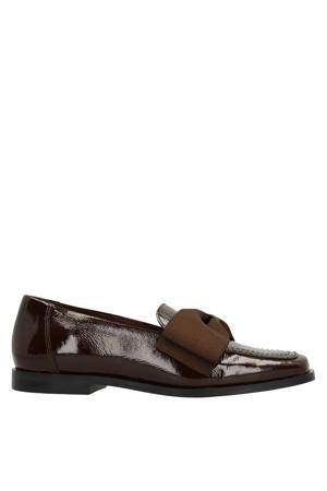 lakleren loafers met strik bruin
