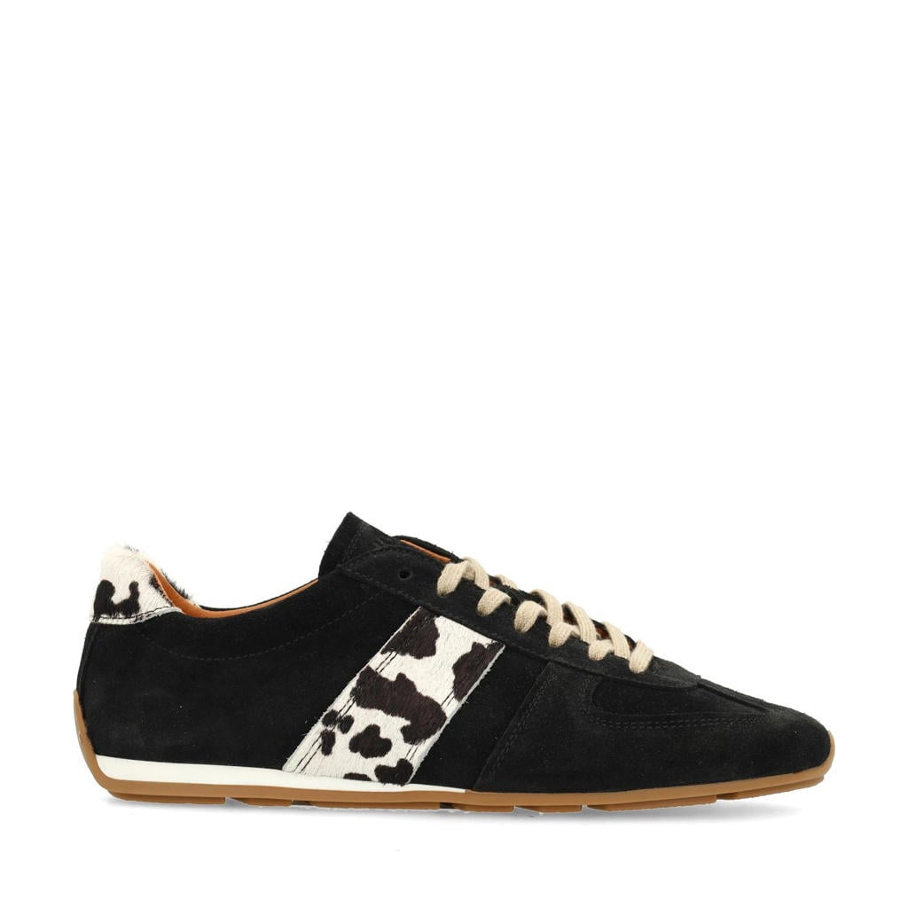 Zwarte dames Manfield suède sneakers met veters
