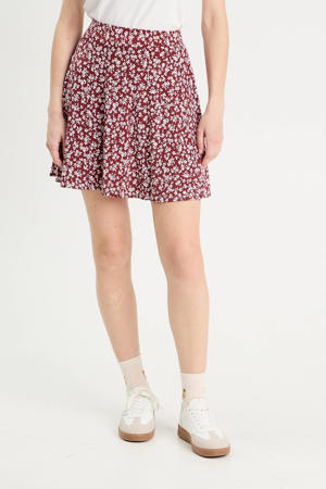 mini rok  donkerrood/ wit