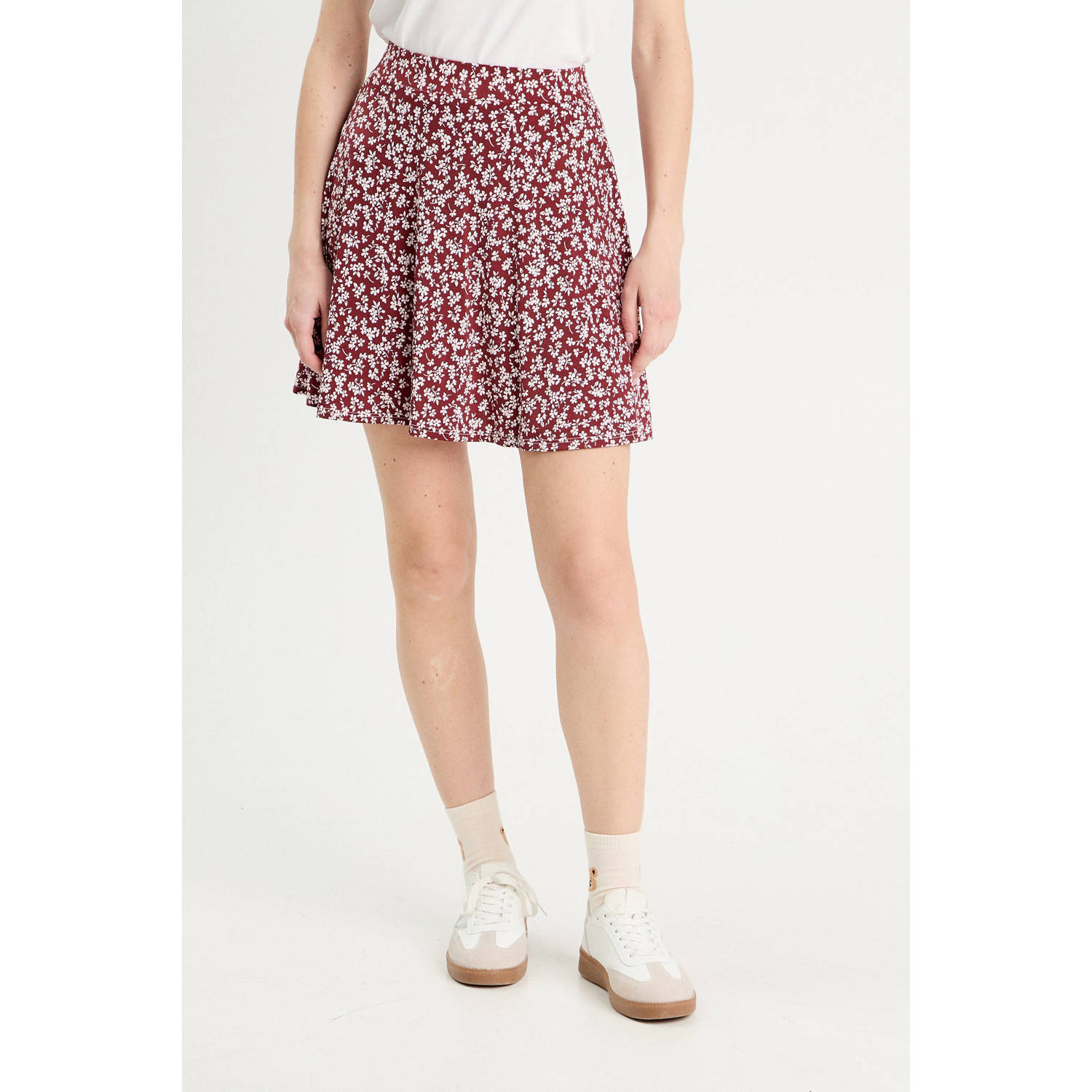 Cache mini rok donkerrood wit