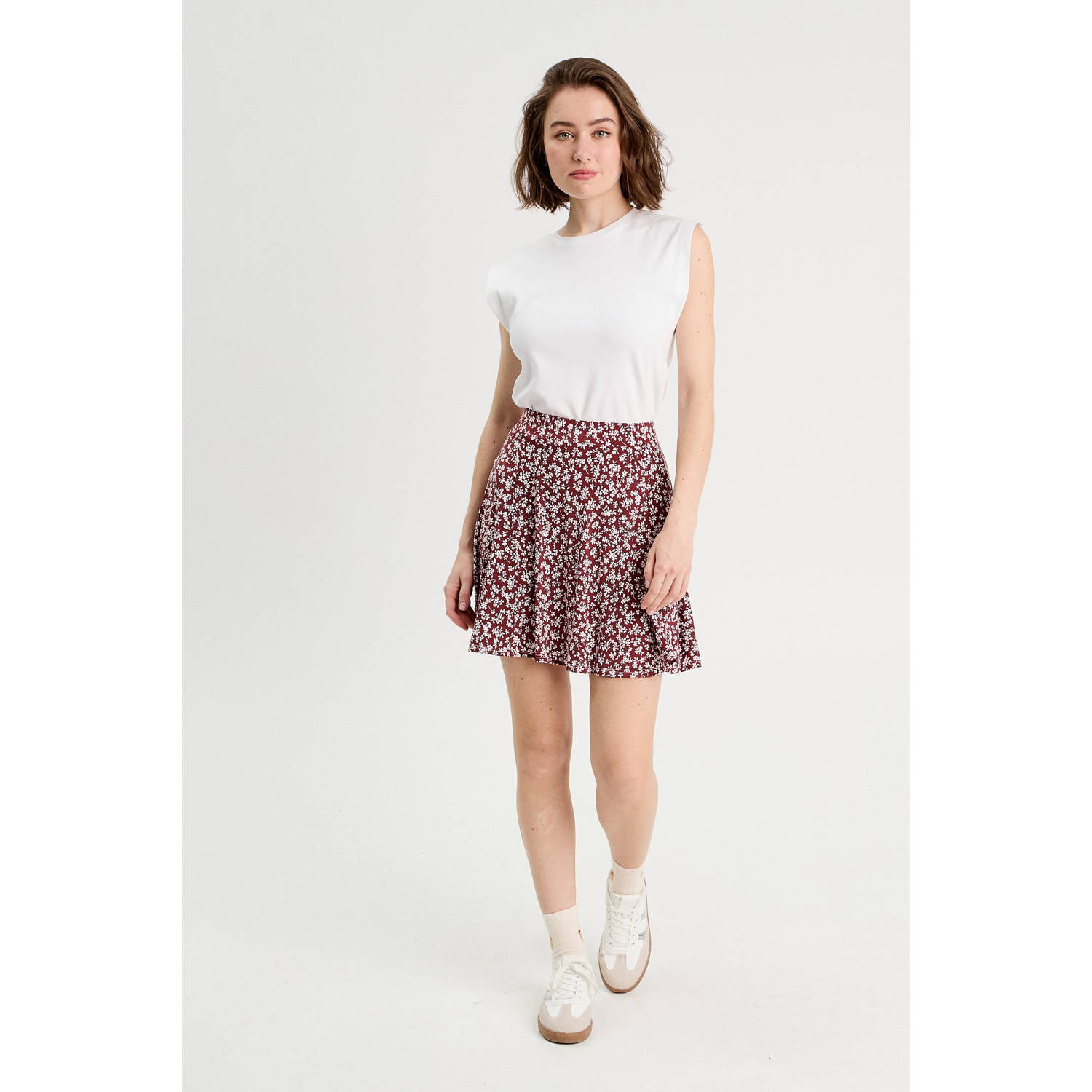 Cache mini rok donkerrood wit