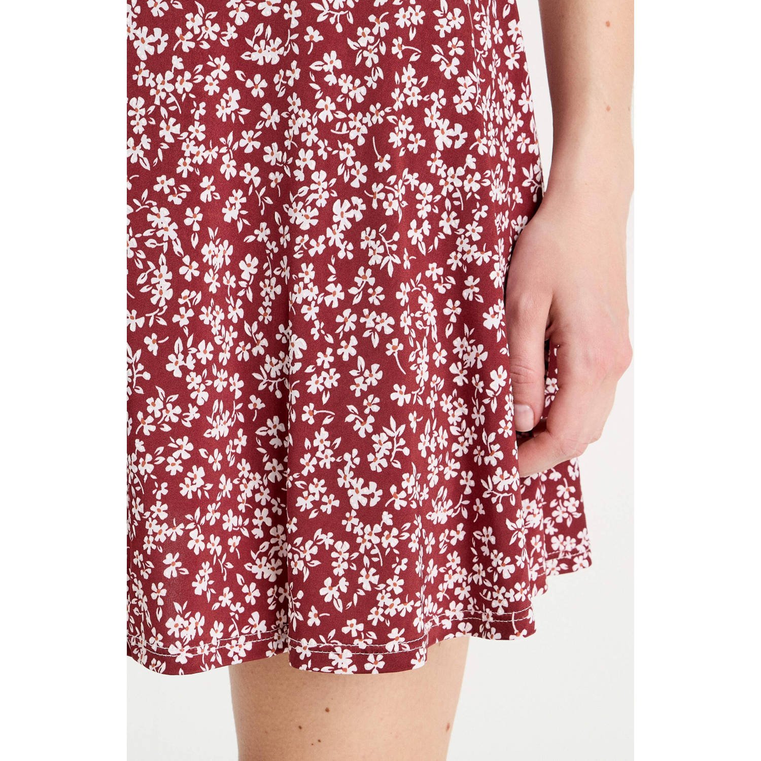 Cache mini rok donkerrood wit