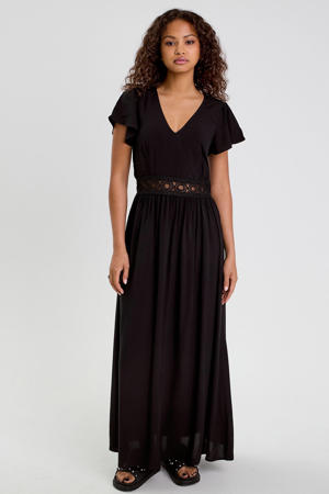 midi jurk broderie zwart
