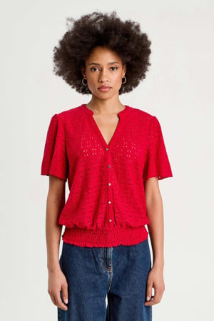 top broderie rood