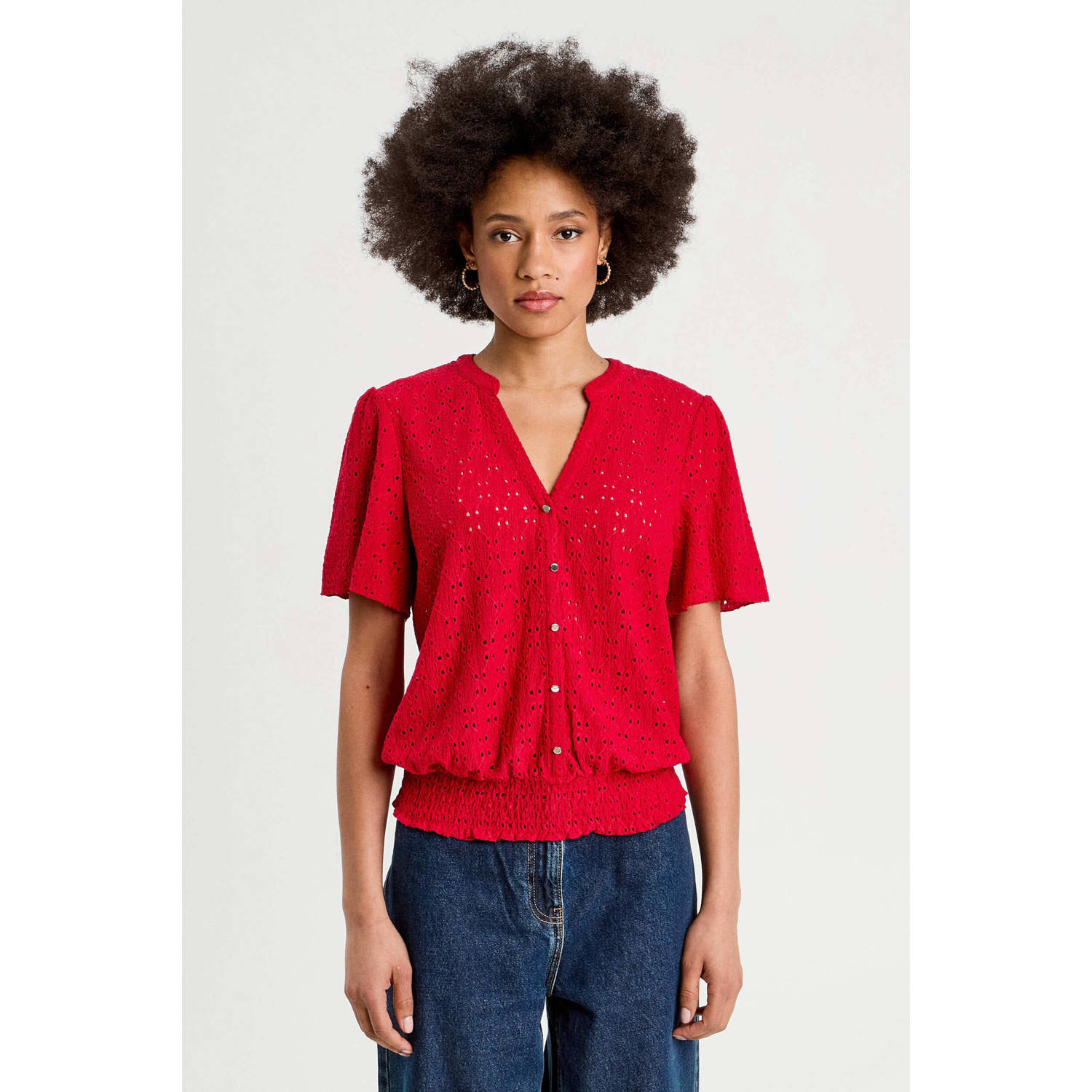 Cache top broderie rood