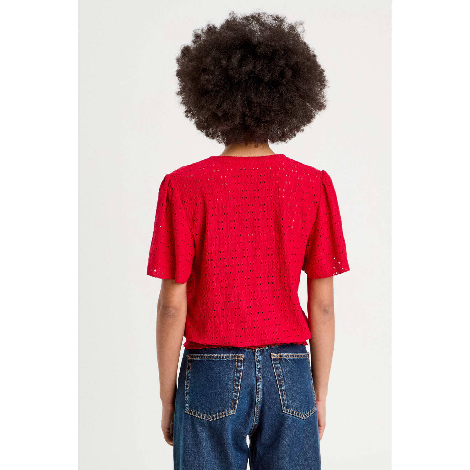 Cache top broderie rood
