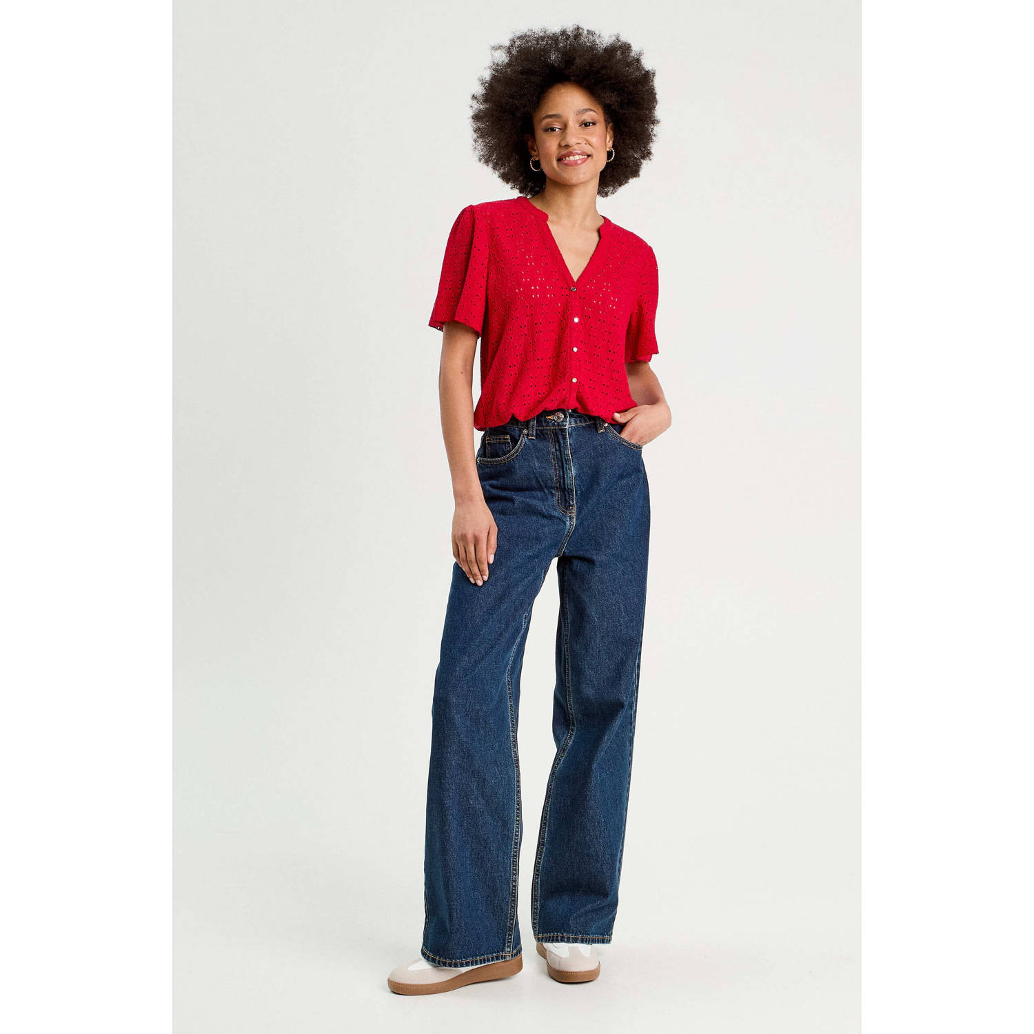 Cache top broderie rood