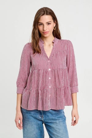 blouse donkerrood/ wit