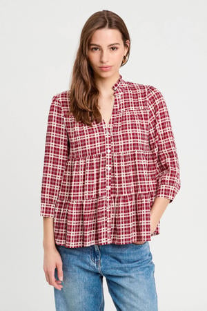 blouse donkerrood/ ecru