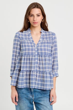 blouse blauw/ ecru