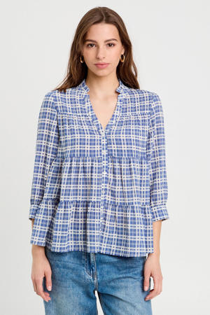blouse blauw/ ecru